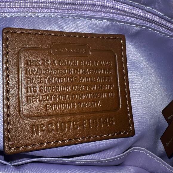 Coach Tan and Brown signature gallery shoulder bag canvas and patent leather - Picture 11 of 12